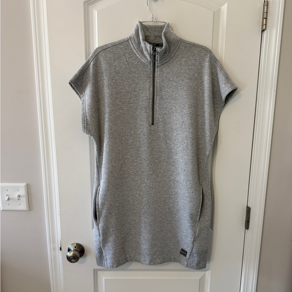 DKNY Sport Heather Gray Zip-Up Fleece Dress Size Small